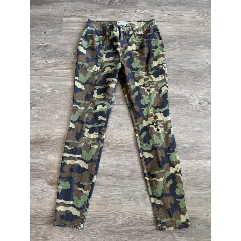 William Rast Womens 27 Woodland Camo Skinny Cargo Utility Pants Army Print